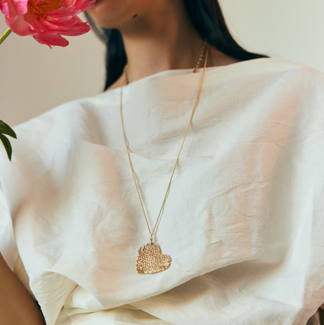 14k YG Burlap Heart