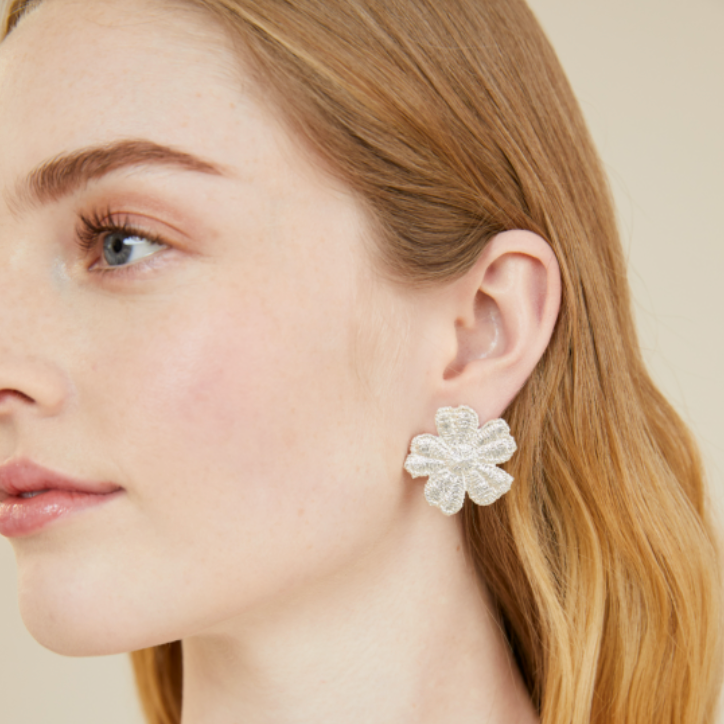 silver laurel earring