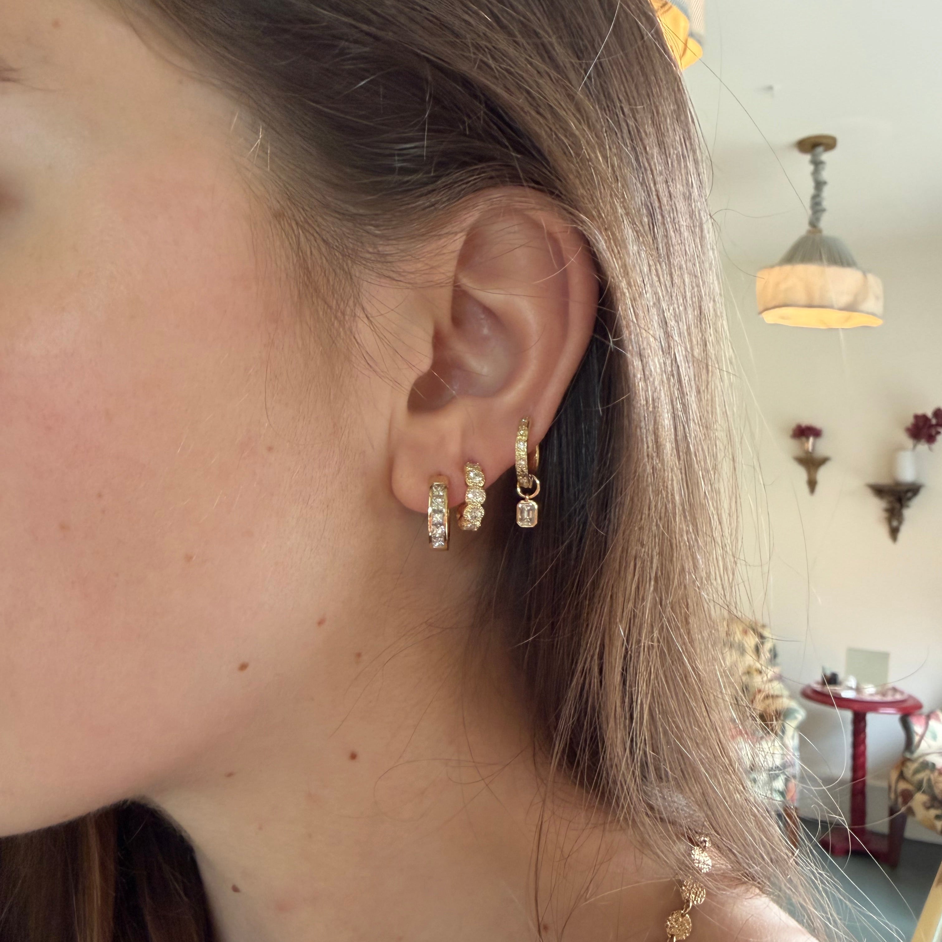 14K Yellow Gold Canvas Huggies
