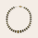 Quartz Necklace with Turquoise and 18k Yellow Gold Beading