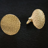 Denim Round Cufflinks - 14K Yellow Gold