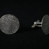 Denim Round Cufflinks - Silver