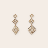 14K Yellow Gold Graduated Square Drop Earring