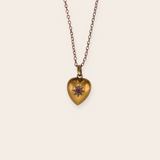15K Heart Pendant with Diamond & Ruby Star and 9K Chain