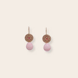 14K Yellow Gold Disc with Sapphires and Pink Opal