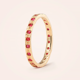 14K Canvas Skinny Stacker with Round Cut Rubies