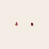 14K Yellow Tiny Ruby Earrings