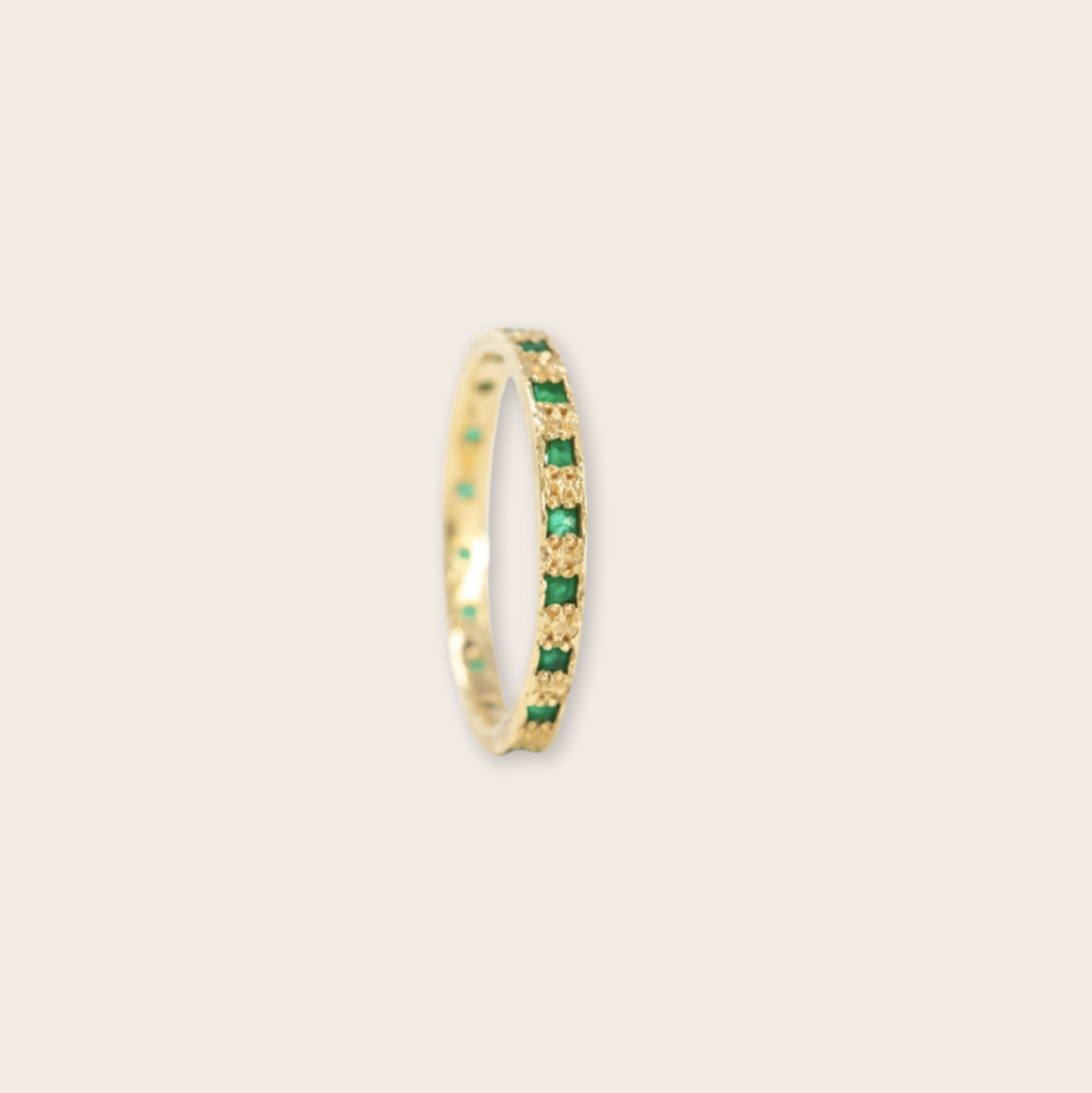 14K YG princess cut emerald stacker