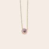 14k YG disc with sapphire