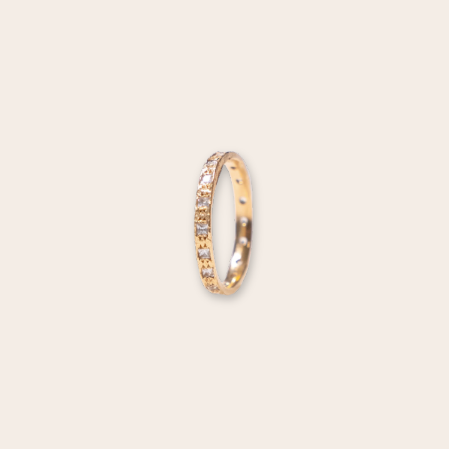 14k yg princess cut with white sapphires