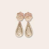 bronze flower drop earring