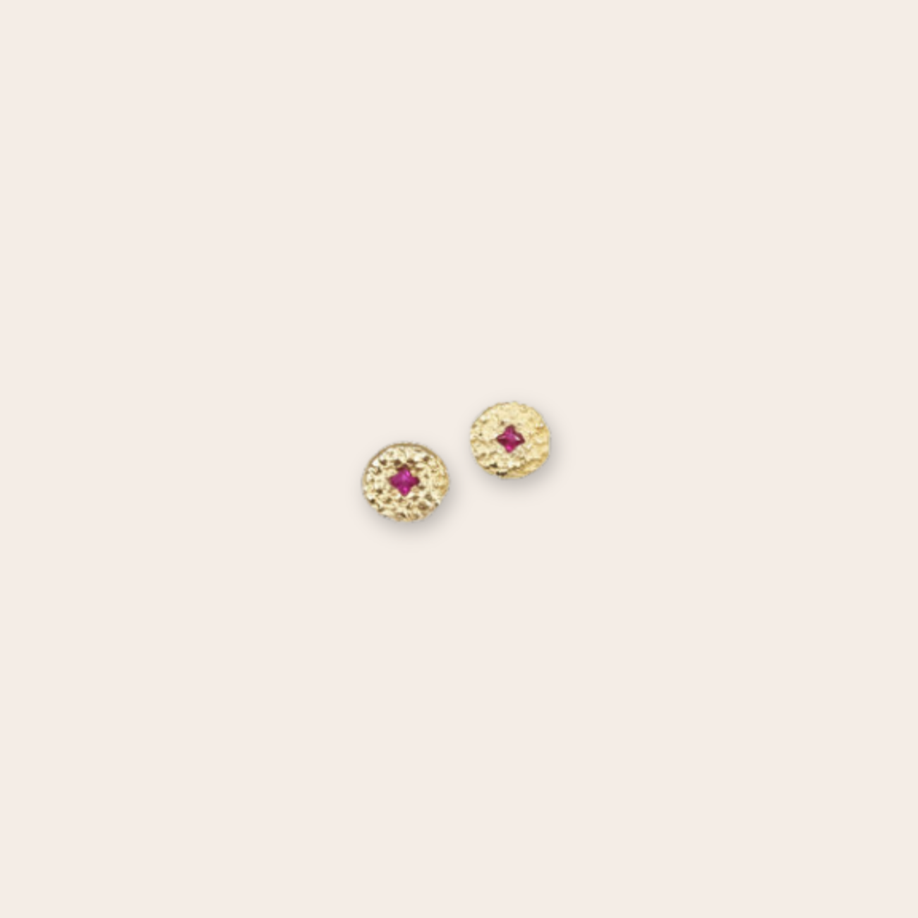 14K Yellow Gold Canvas Studs with Ruby