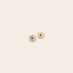 14K Yellow Gold Canvas Studs with Ruby