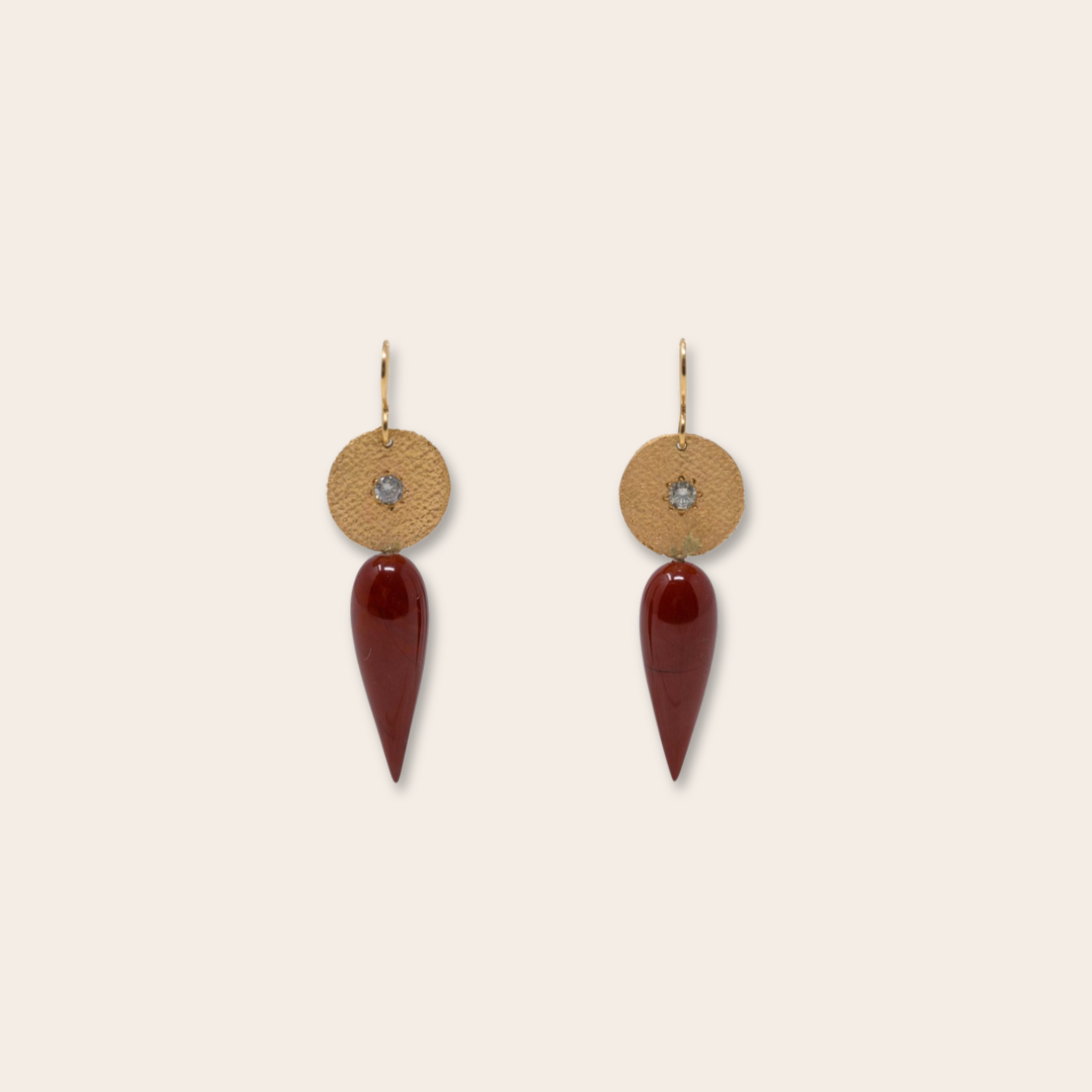 14k YG disc with diamond and teardrop