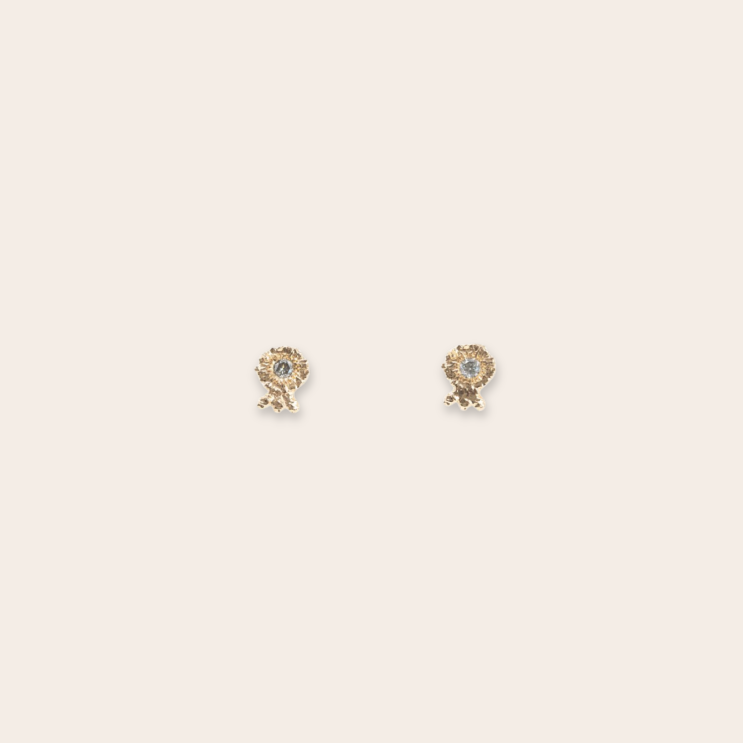 14K Yellow Gold with Champagne Diamond Post Earrings