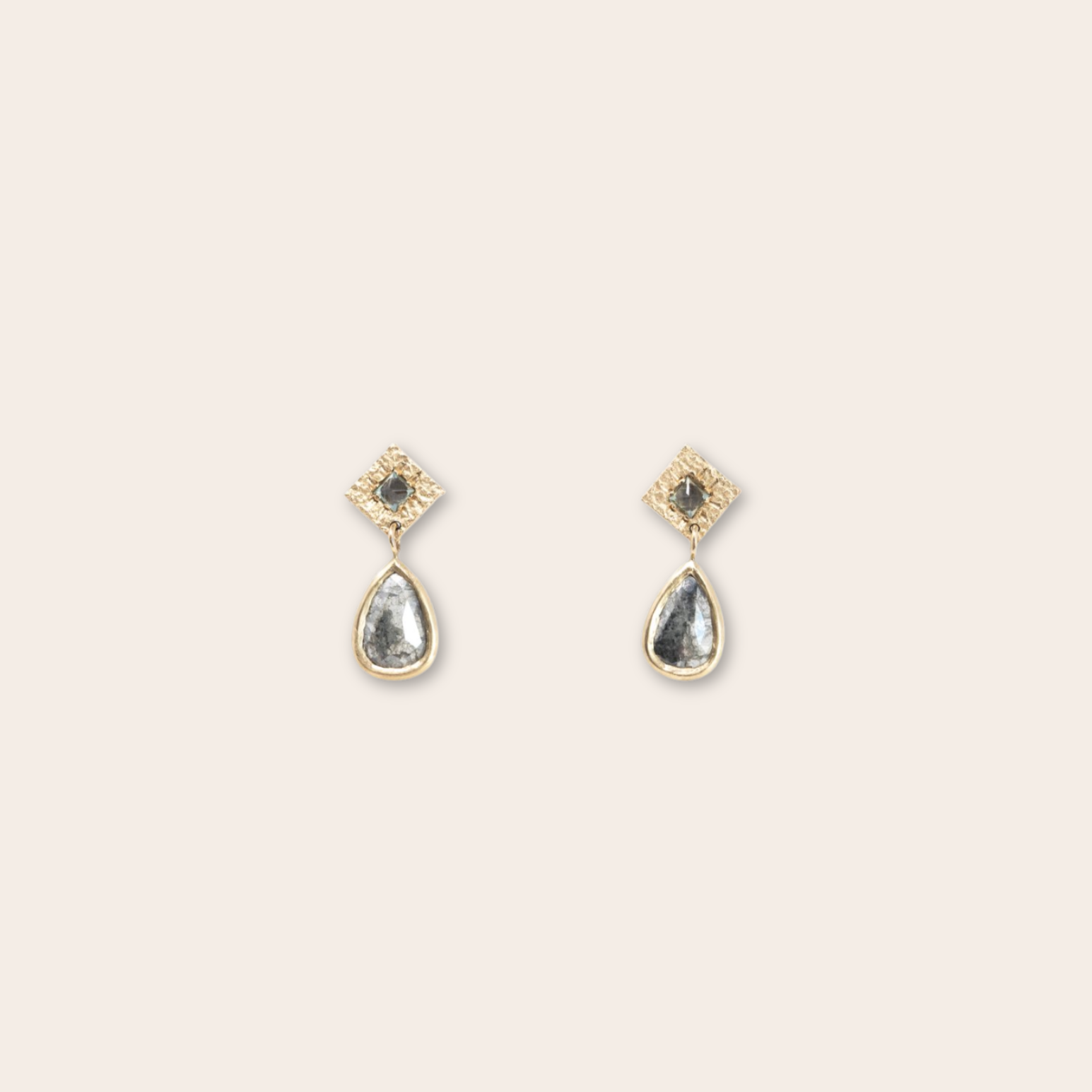 14K Yellow Gold Grey Diamonds