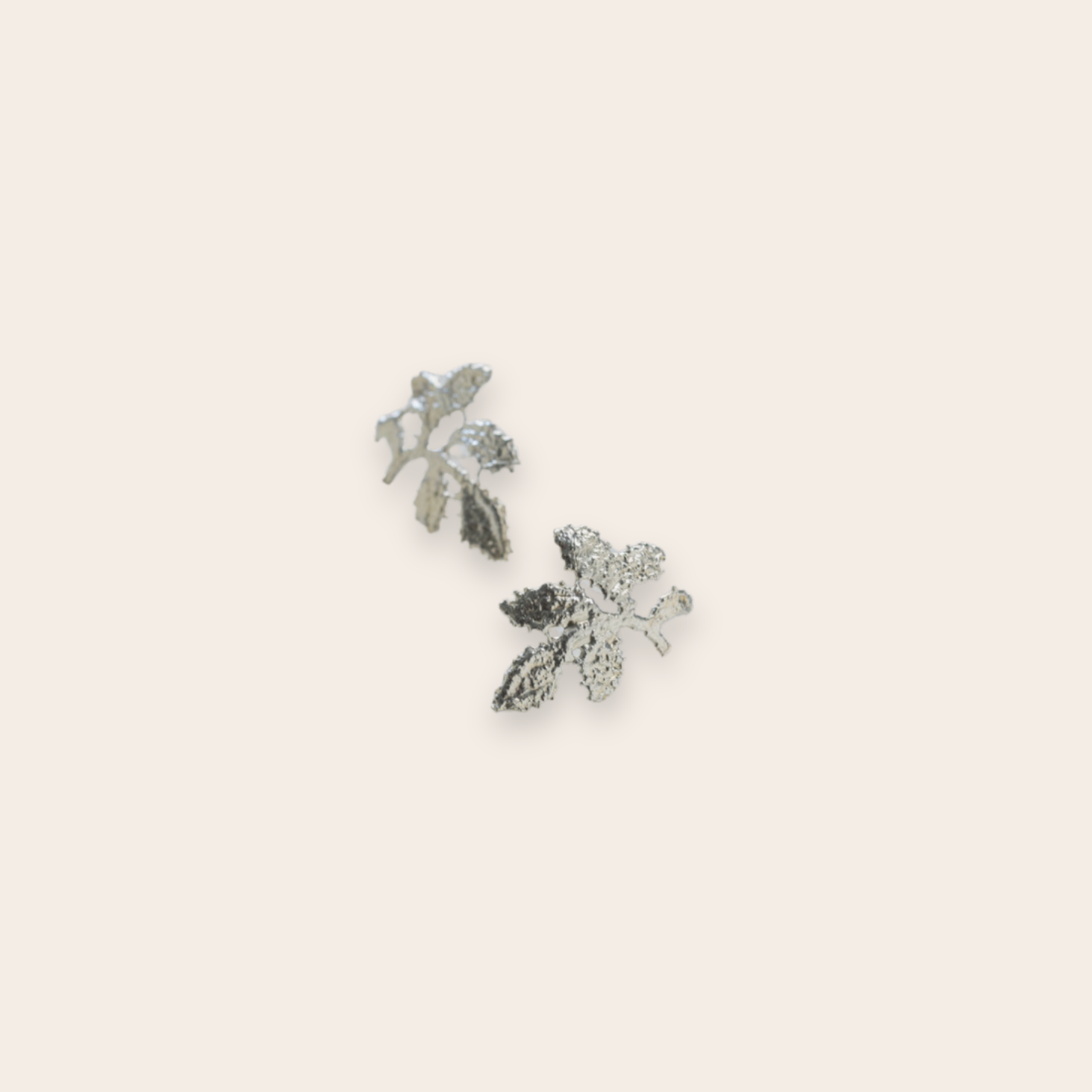 Silver Asymmetrical Leaf Stud