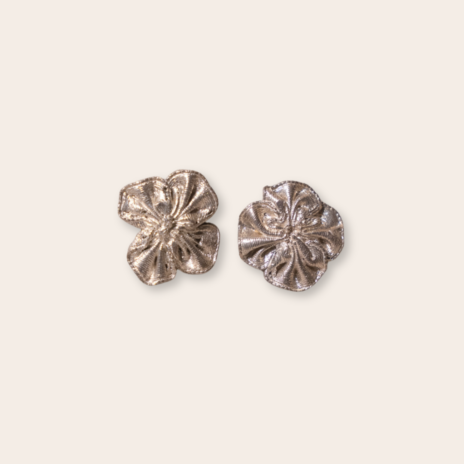 Silver Satin Ruffle Stud