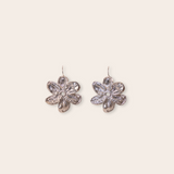 silver flower drop earring