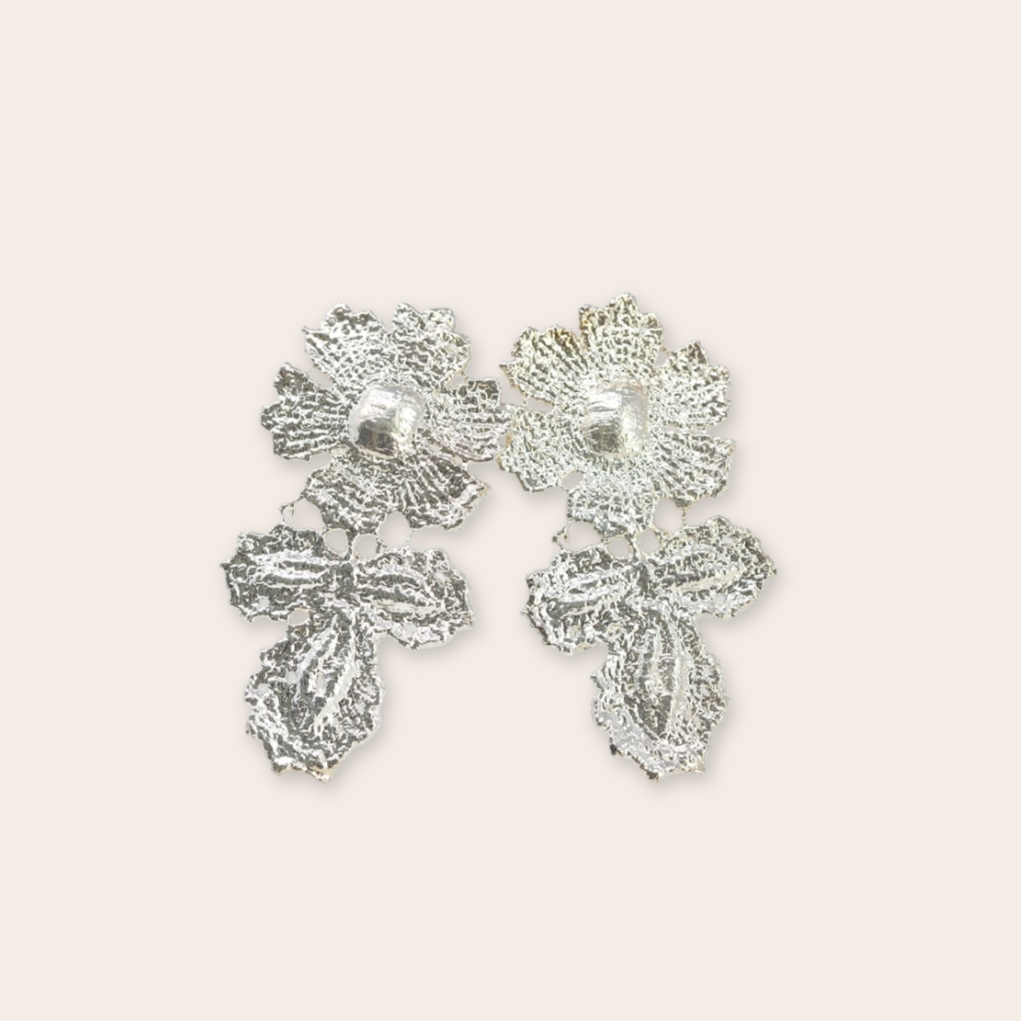 silver bloom and stem earring