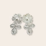 silver bloom and stem earring