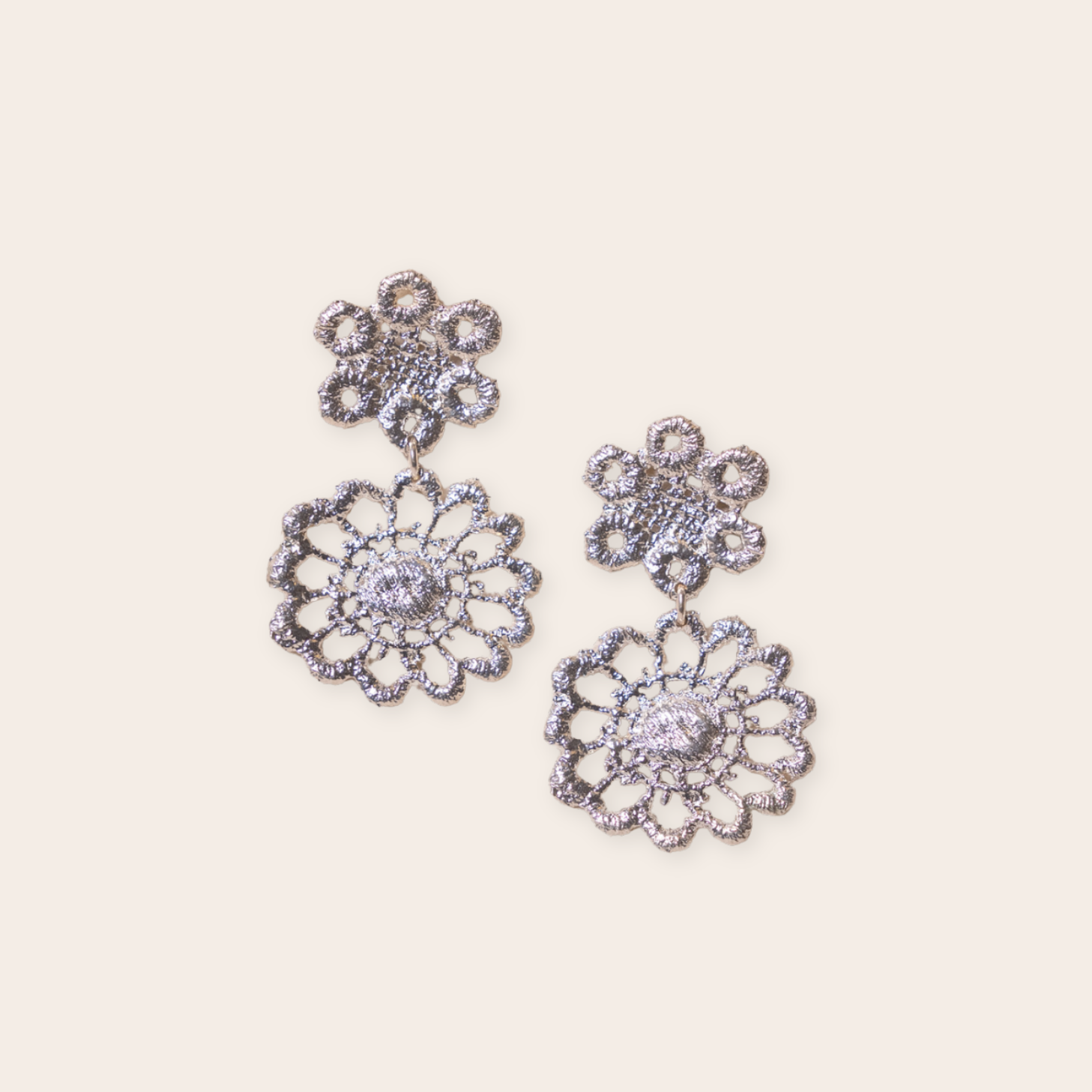 silver double flower drop