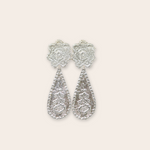 silver flower drop earring - 600