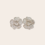 silver crochet stud earring