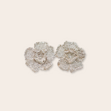 silver crochet stud earring