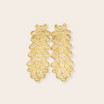 gold plate long lace earring