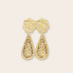 gold plate flower drop earring