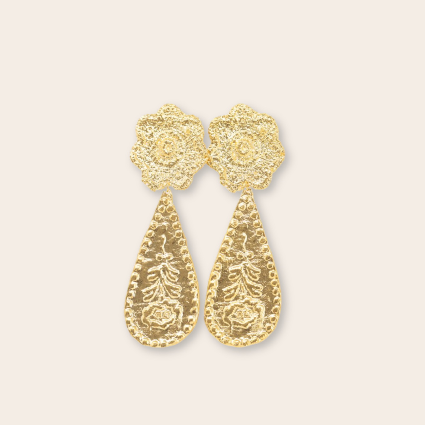 gold plate flower drop earring