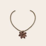 Bronze Rope Collar Necklace with Flower Pendant