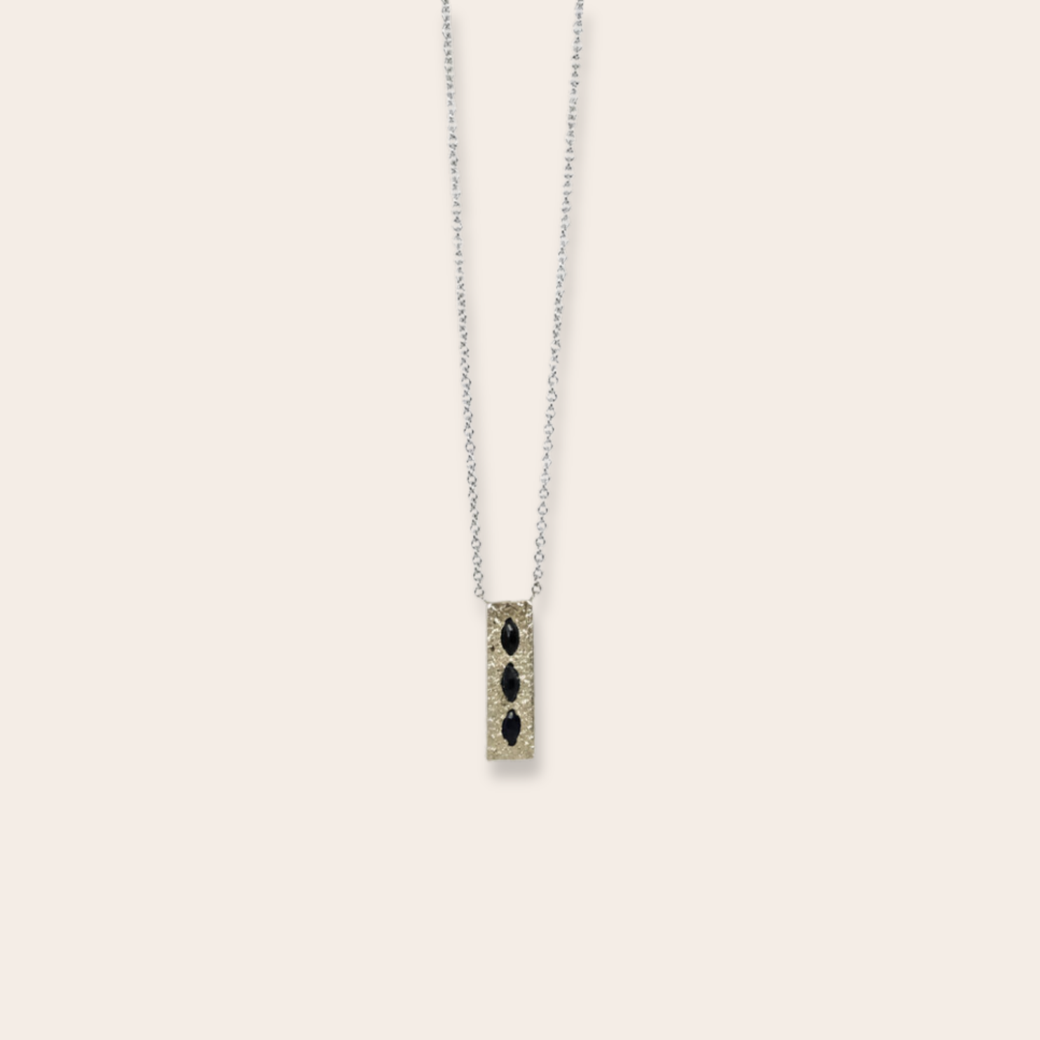 14K White Gold Horizontal Bar with Three Sapphires