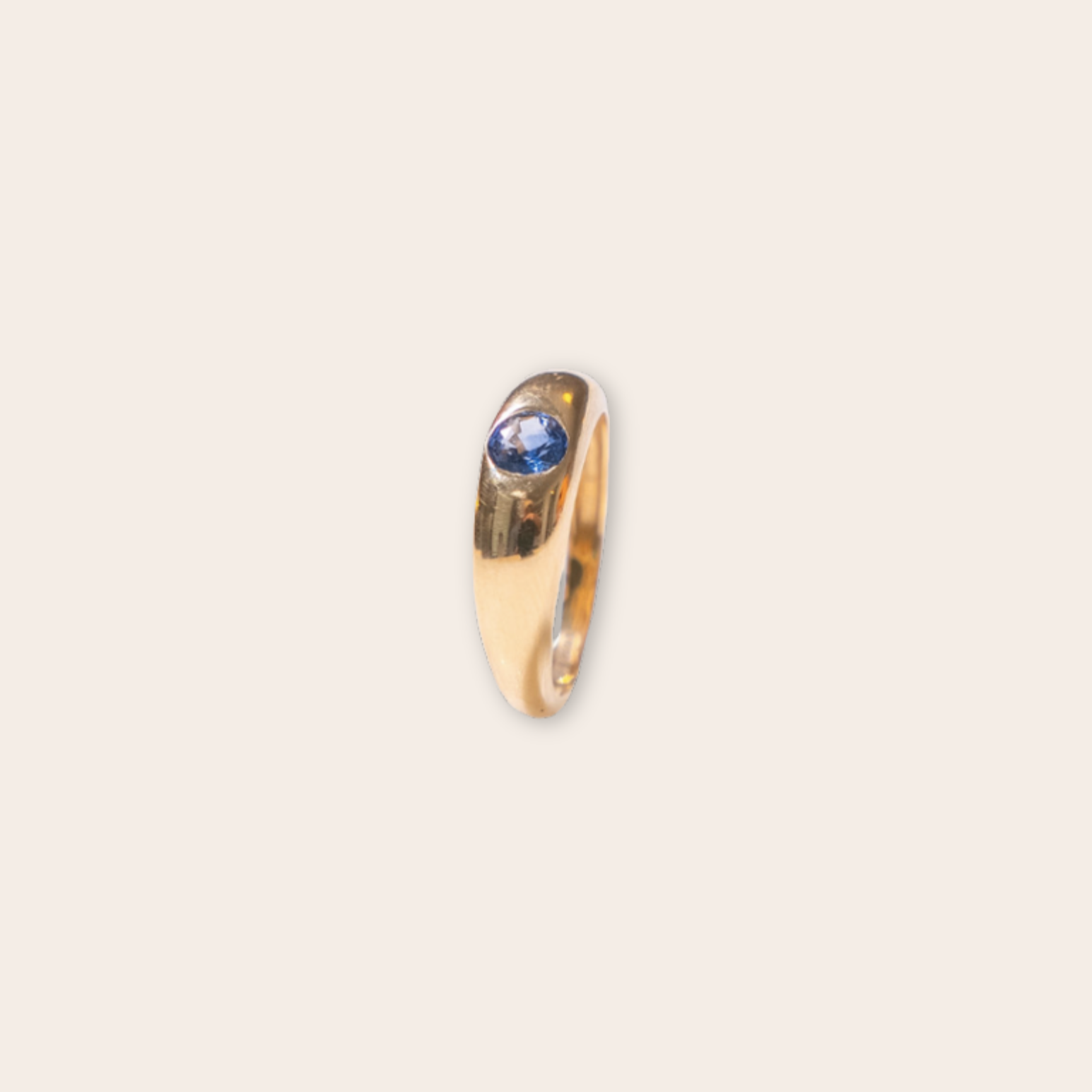 18K Yellow Gold Sapphire Agate Estate Ring