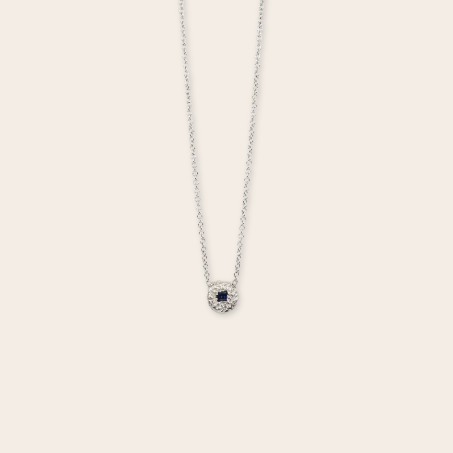 14K White Gold Circle with Sapphire