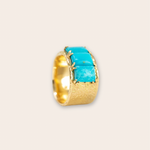 14k  yellow gold shared prong turquoise 