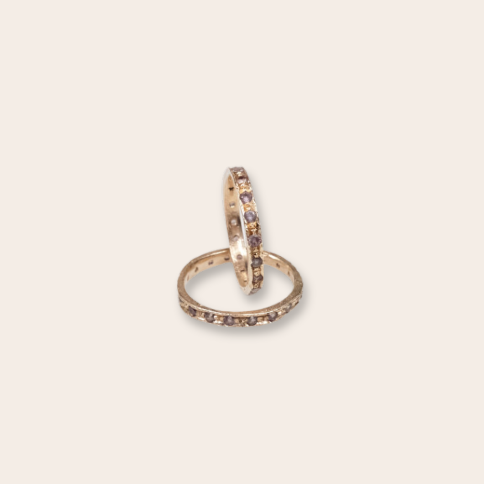 14k rose gold and round lavender sapphire eternity band