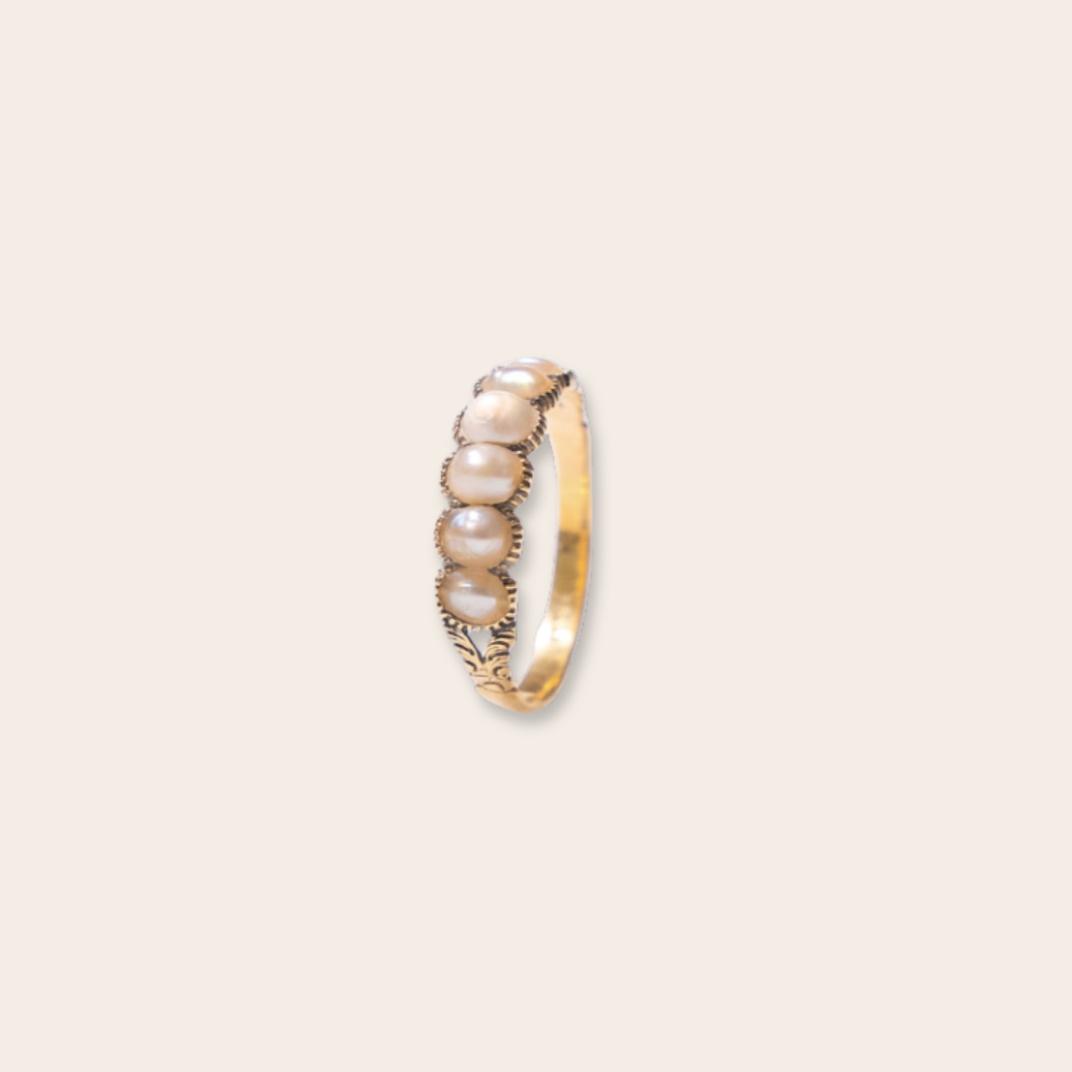 18K YG Pearl Victorian Estate Ring