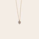 15k Yellow Gold Seed Pearl and Almandine Garnet Heart Estate pendent